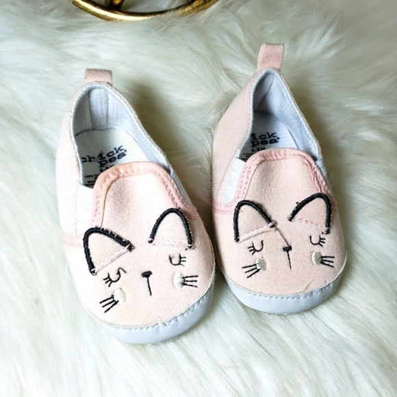 Chick Pea Pink Kitty cat slip on shoes 6-9 mo. - Picture 3 of 11